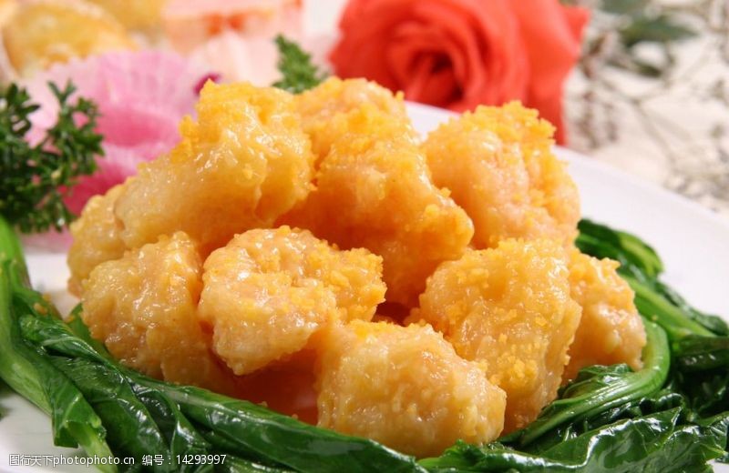 咸蛋黄虾仁图片素材