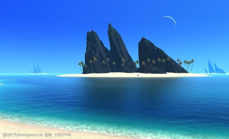 小岛蓝色大海图片