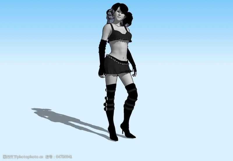 胸罩美女站式3D模型