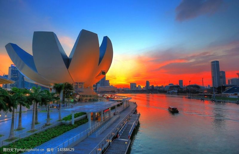 建筑夜景外观新加坡艺术科学馆图片