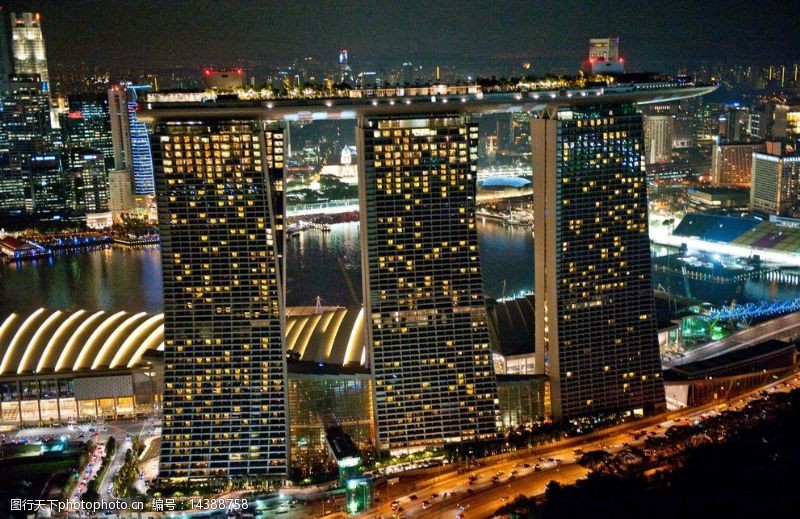 建筑夜景外观新加坡优美夜景图片