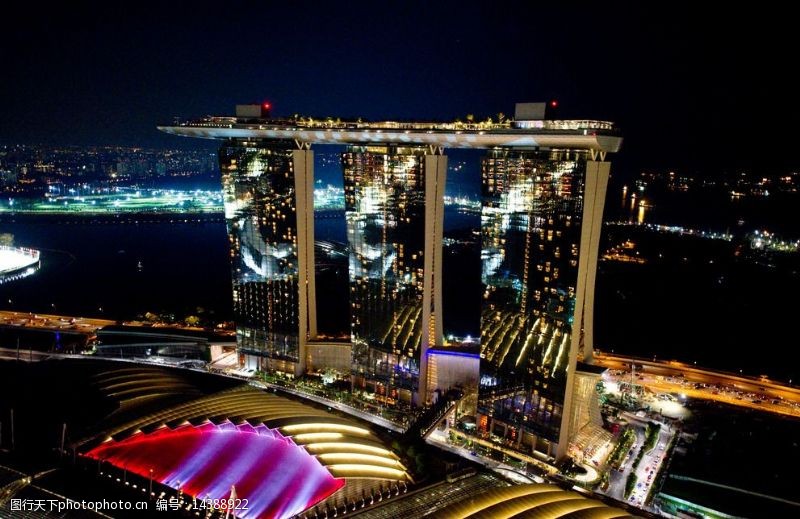 建筑夜景外观新加坡优美夜景图片