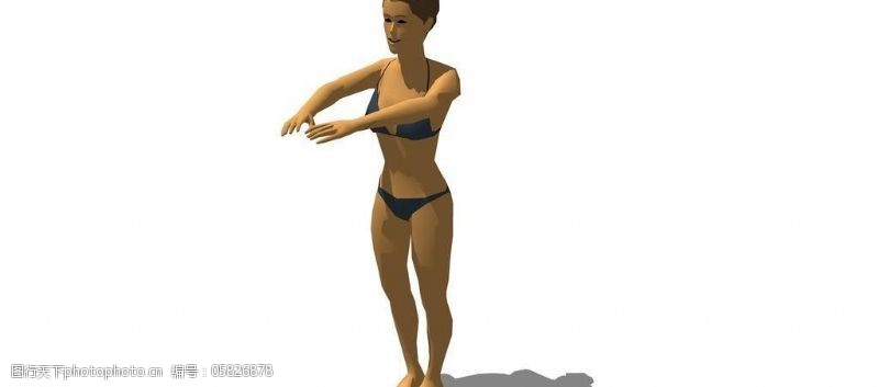 3d模型人物游泳的比基尼美女