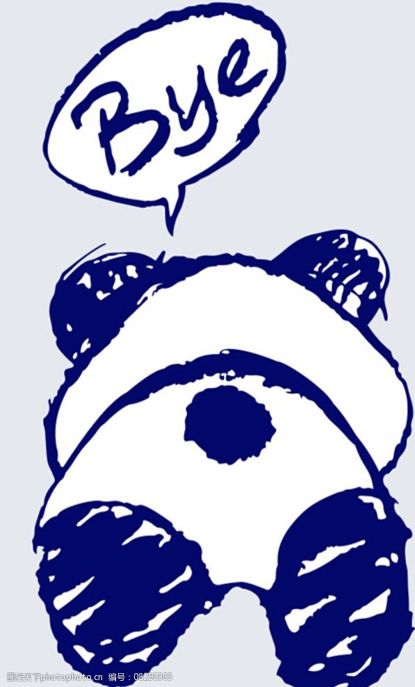 矢量专题熊猫背面图片
