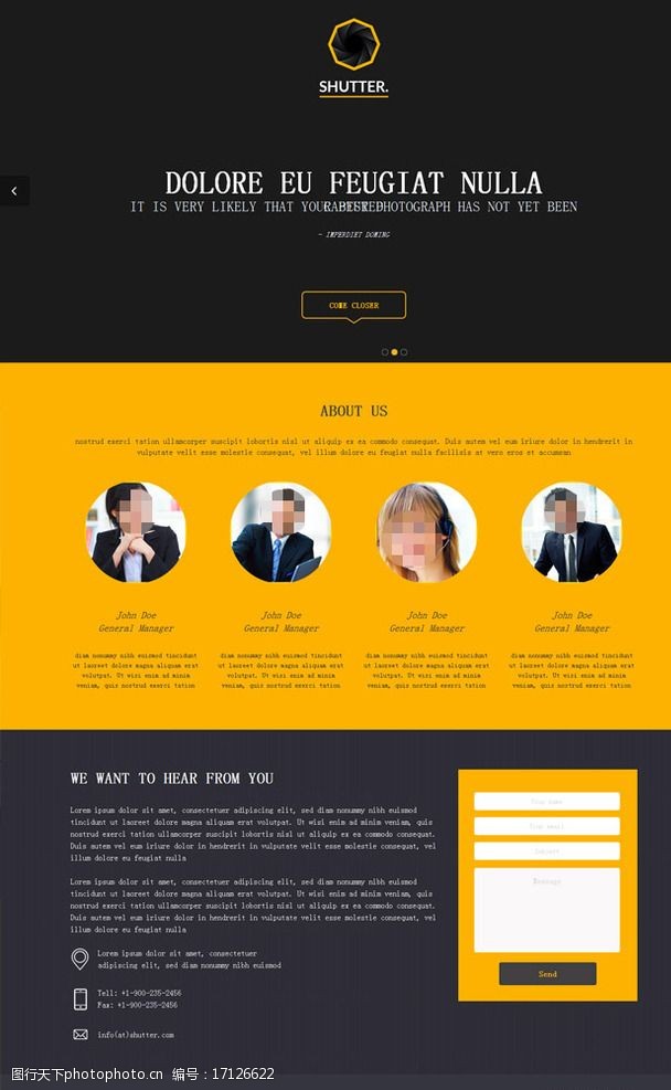 网站模板人物家庭黑色商务风格摄影模板图片