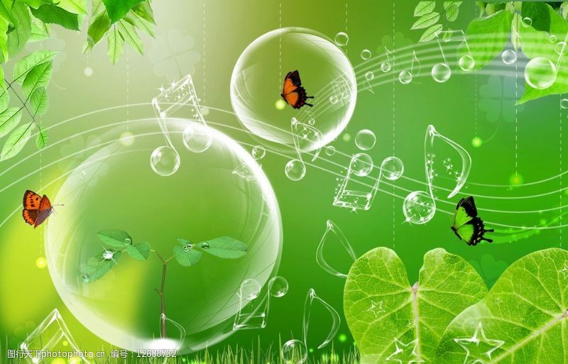 绿色蝴蝶素材绿色背景图片
