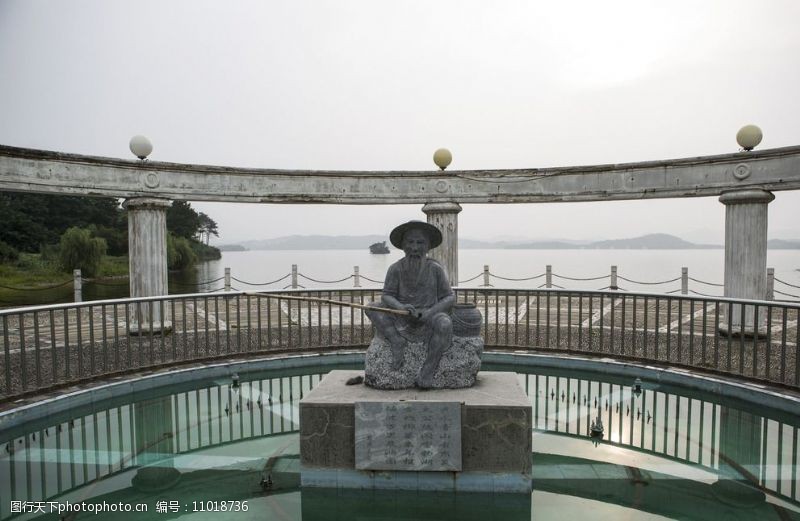 姜太公雕塑天目湖风景图片