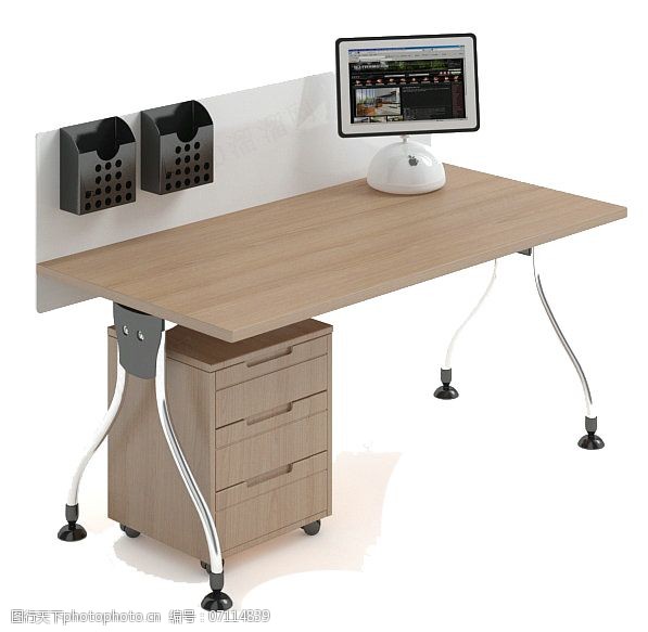 屉桌办公桌3d模型