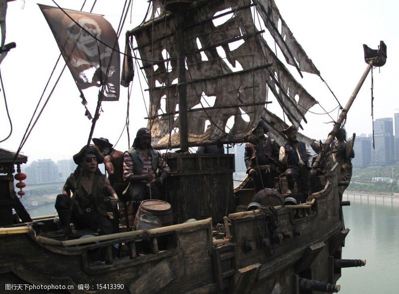 建筑行业海盗船塑像图片