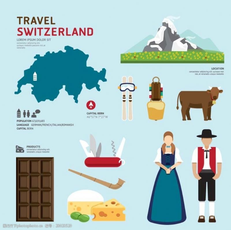 瑞士旅游瑞士元素