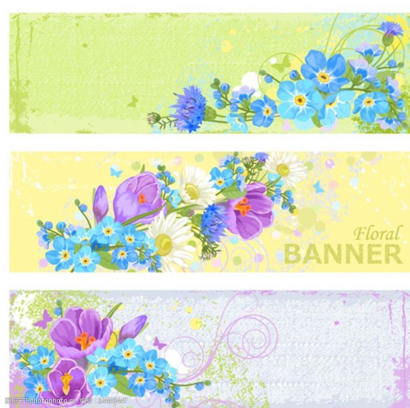 花纹花卉横幅复古花卉设计矢量素图片