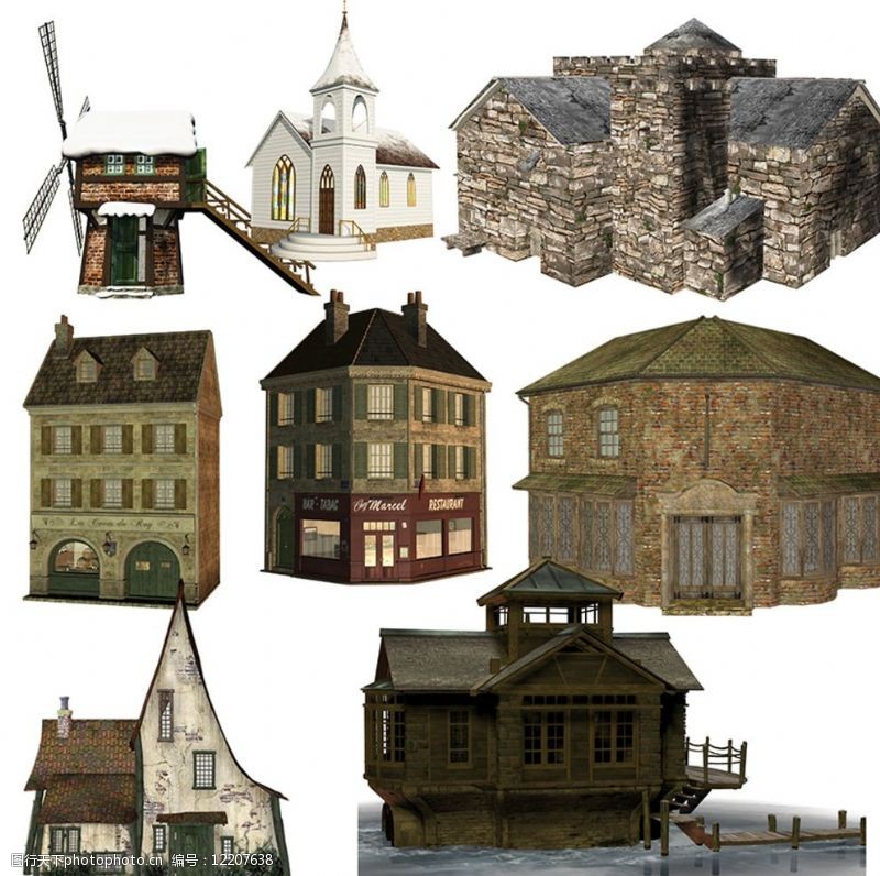 房屋模型3D建筑素材图片