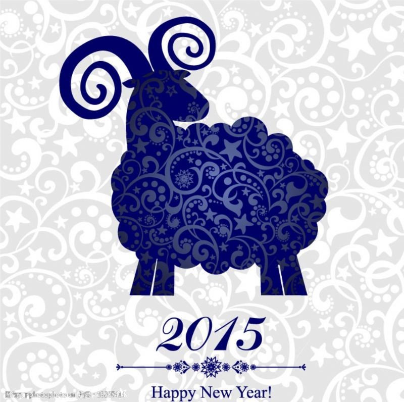 2015羊年新年羊年青花瓷图片
