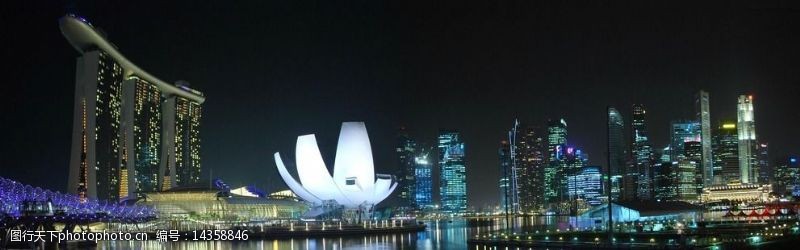 夜港新加坡海滨湾夜景图片