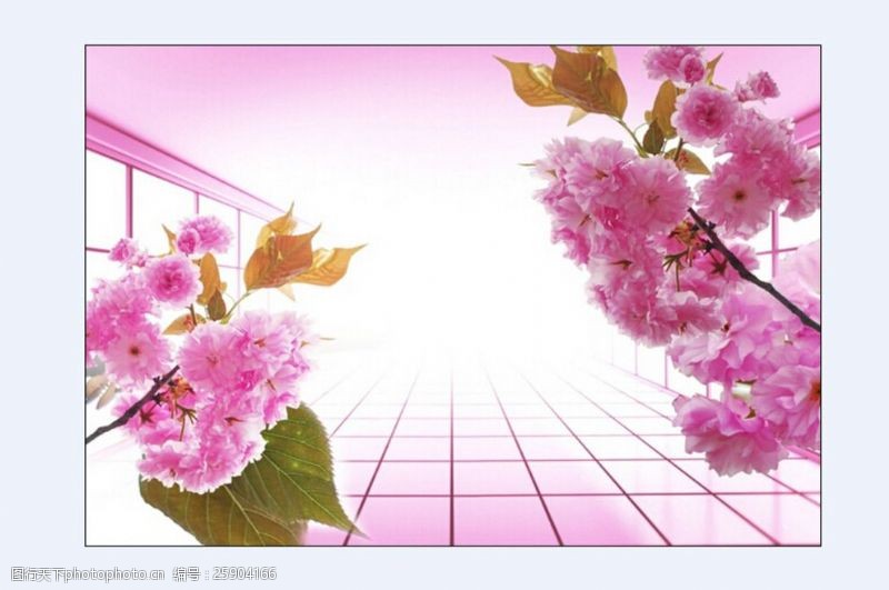 樱花装饰3D空间樱花电视背景墙装饰画