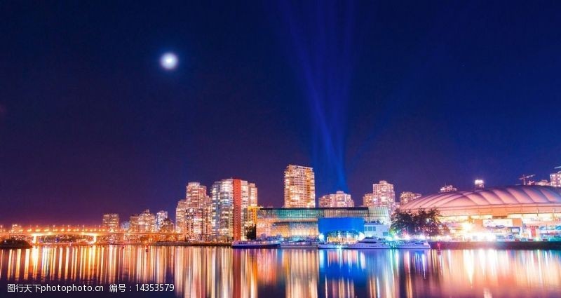 船只加拿大温哥华夜景图片