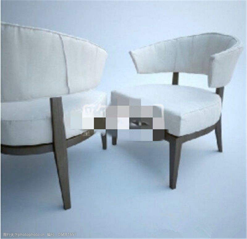 椅子模型白色木质现代椅子3D模型素材