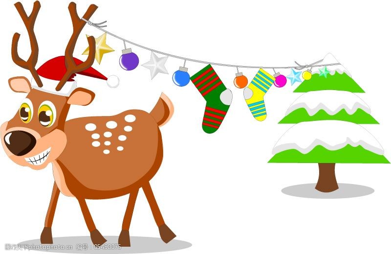 圣诞帽免费下载可爱卡通圣诞麋鹿矢量素材