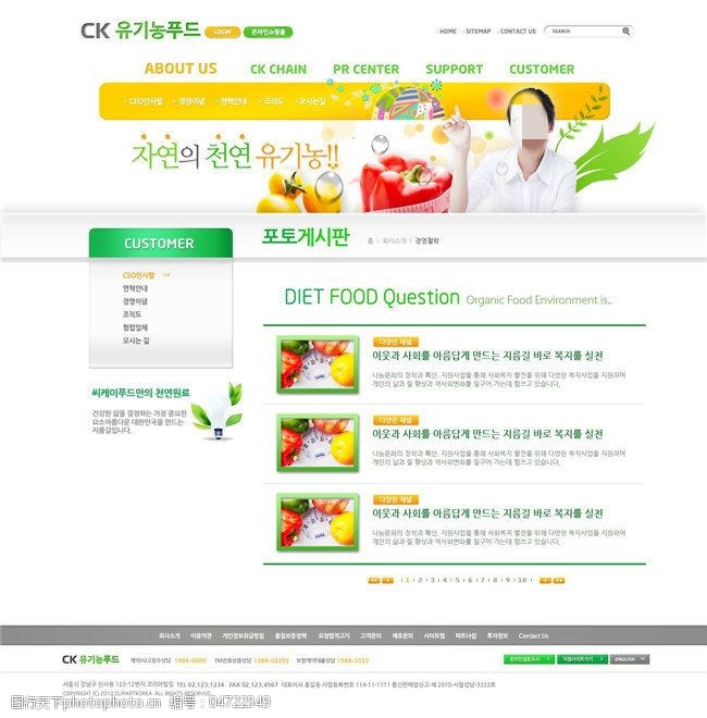 个人网站绿色食品psd网页模板
