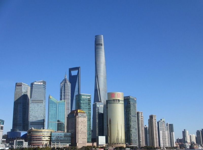 环球金融中心东方明珠上海中心蓝天