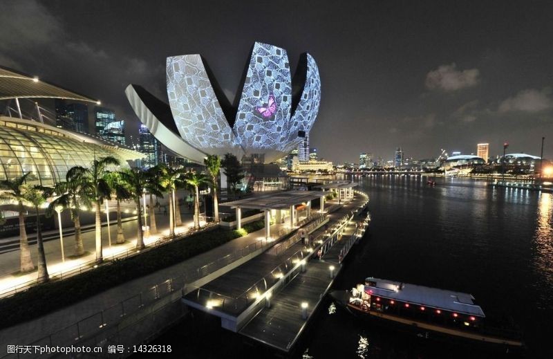 船只新加坡夜景一角图片