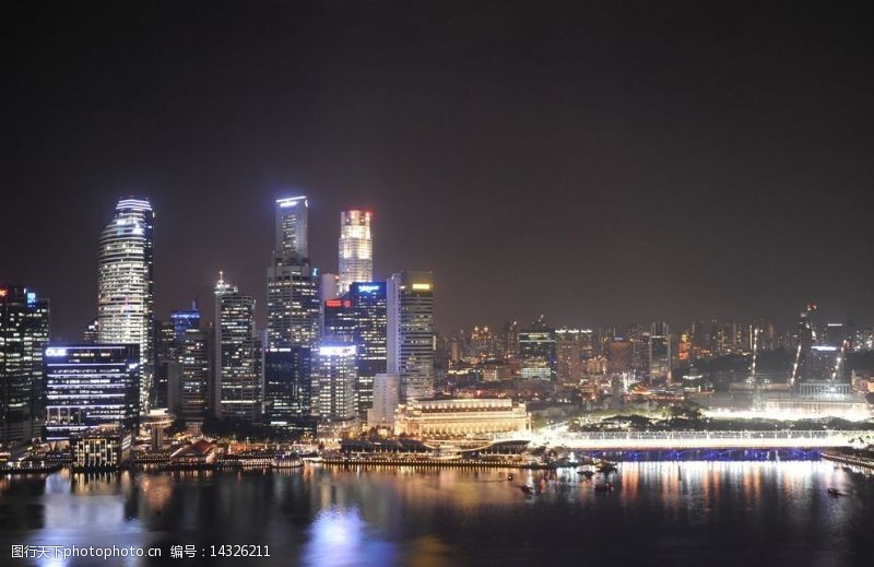 夜港新加坡滨海湾夜景图片