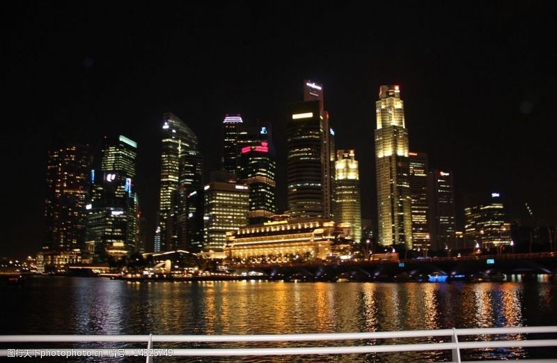 夜港新加坡滨海湾夜景图片