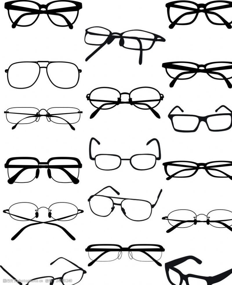 科学用眼各式各样的眼镜矢量素材
