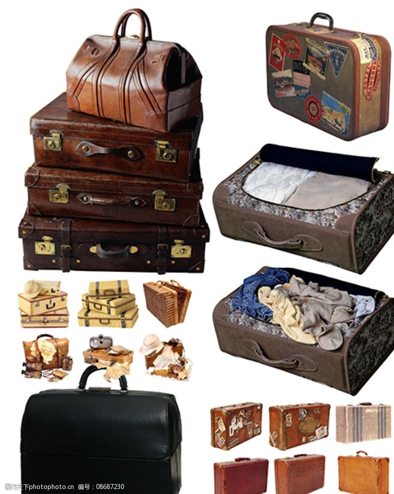 皮革素材旅行箱素材图片