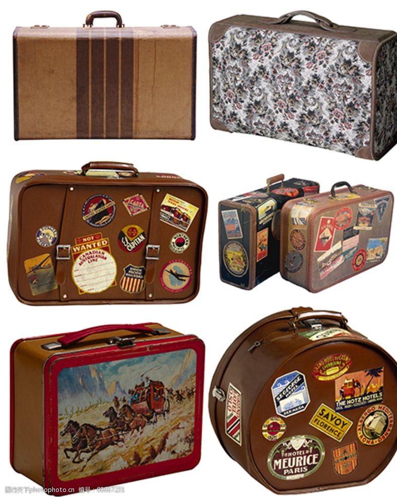 皮革素材旅行箱素材图片