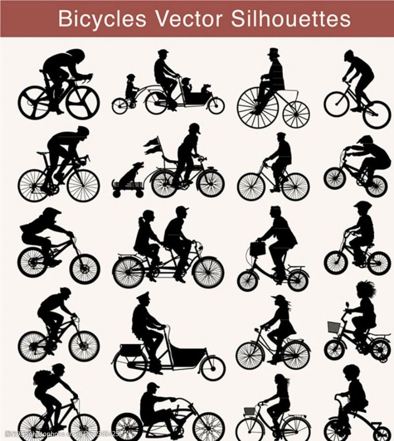 骑单车骑自行车的各种动作剪影
