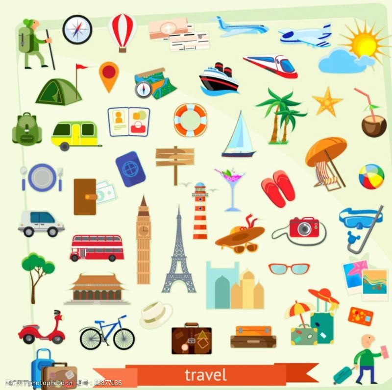 旅行矢量素材旅游元素图标矢量素材下载