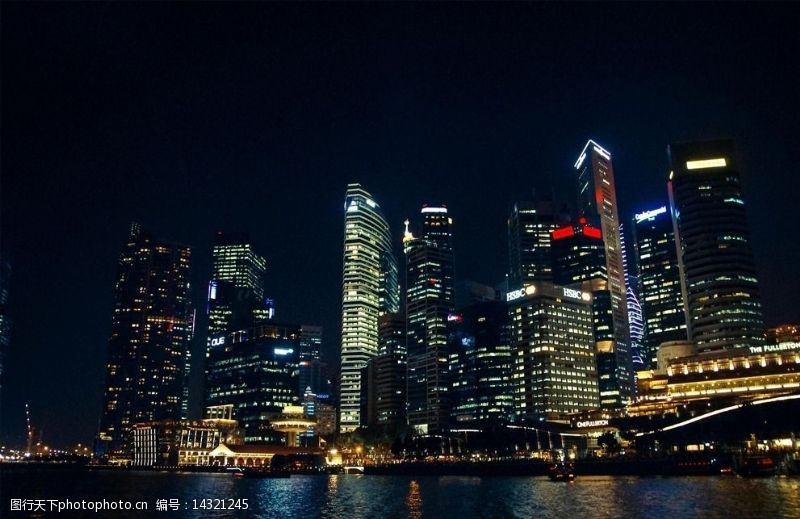 夜港新加坡滨海湾景观图片