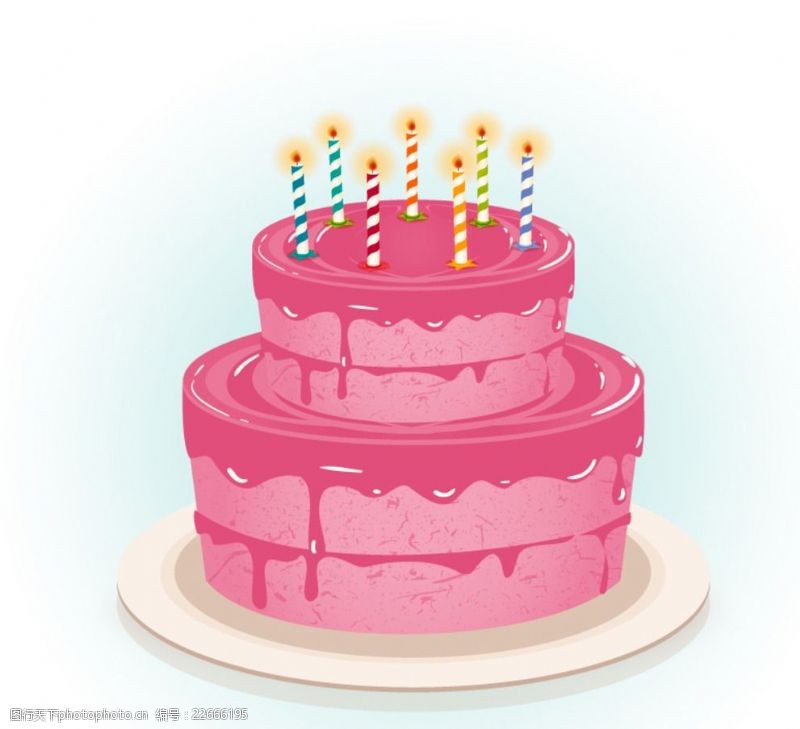 生日祝福粉色生日蛋糕矢量素材