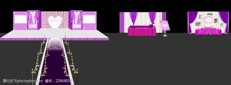 紫色舞台背景紫色婚礼效果图