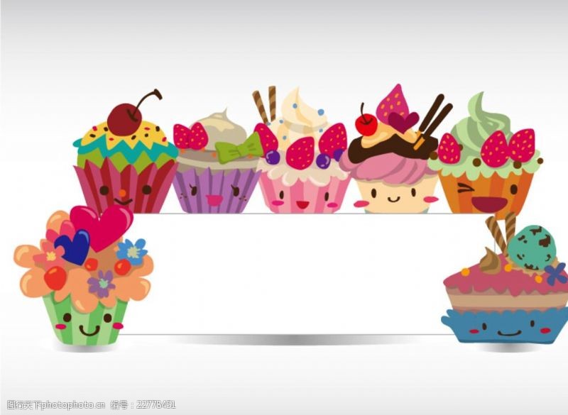 蝴蝶插画卡通甜品装饰公告板矢量素材
