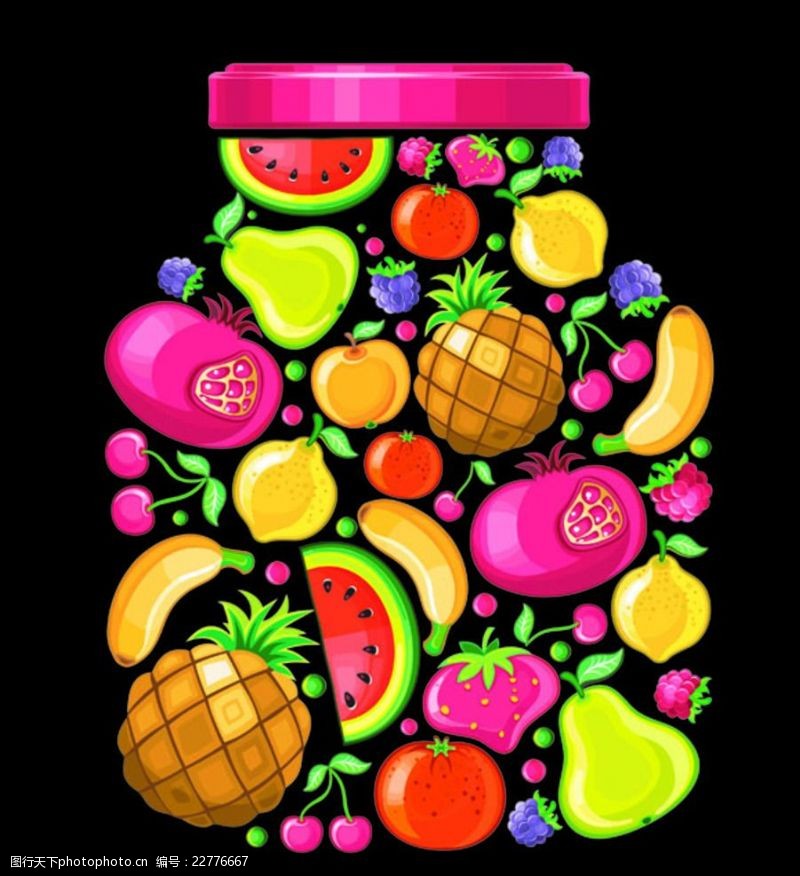 梨标签多款水果玻璃罐矢量素材