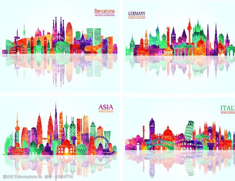 建筑剪影世界城市建筑图片