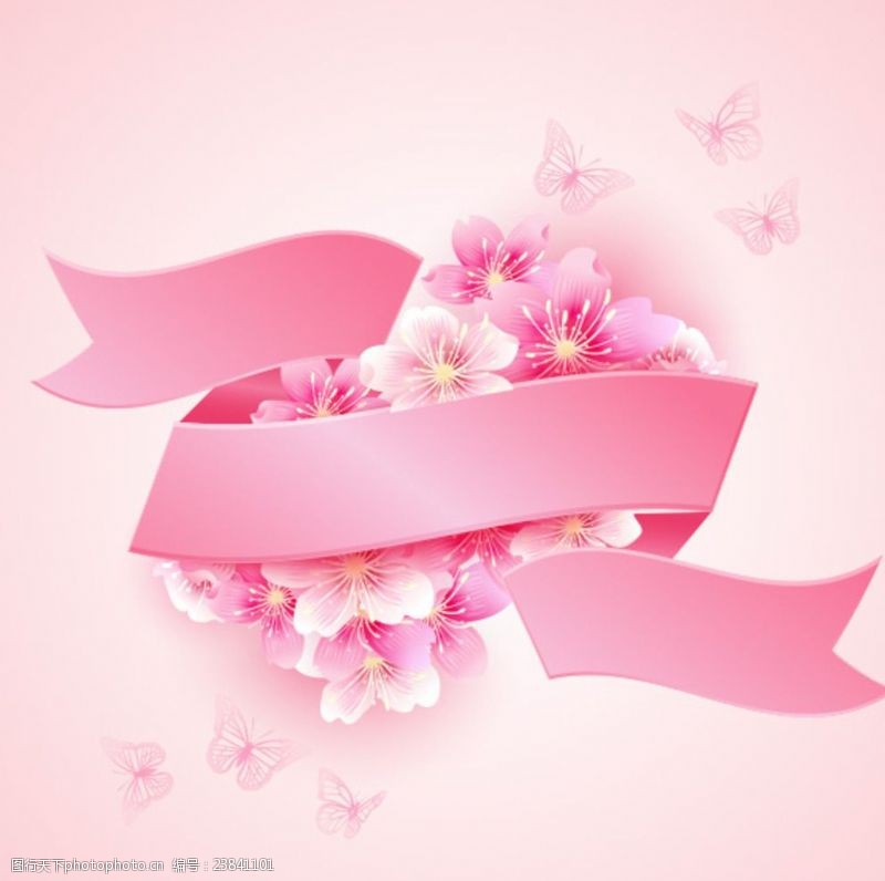 粉红丝带海报樱花粉红丝带矢量设计