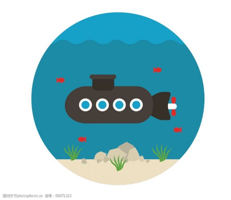 圆形海洋免费下载圆形潜水艇矢量素材