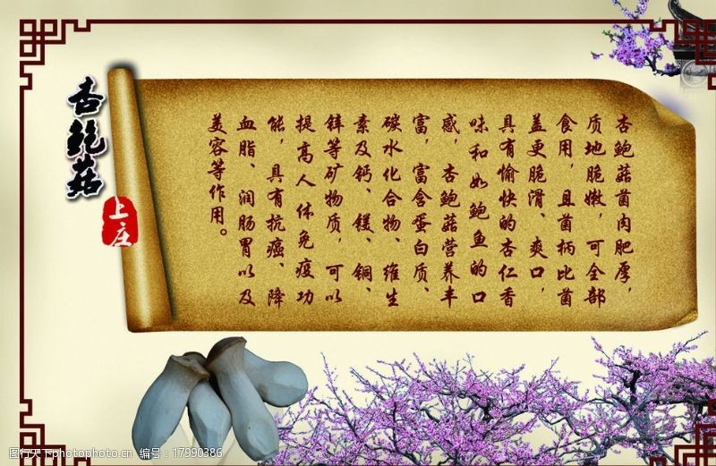 相框海报中国风蘑菇图片