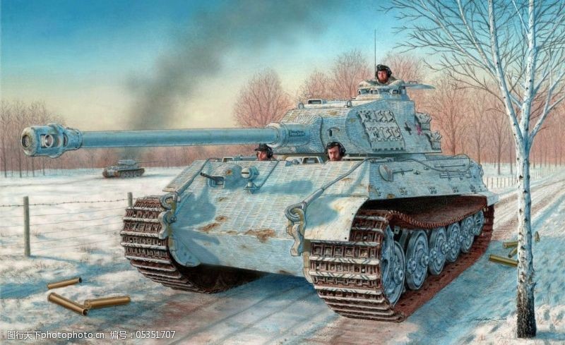 二战德国虎王坦克高清油画