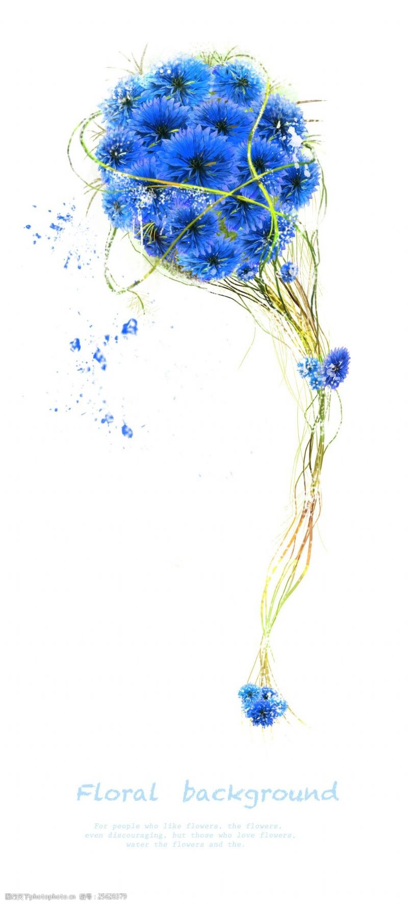 tua球形蓝色花卉植物藤蔓PSD分层素材