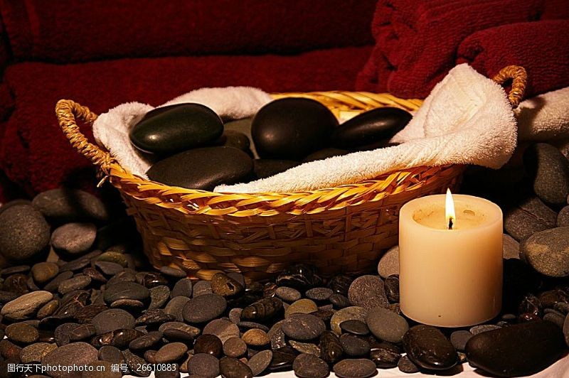 spa水疗石和蜡烛