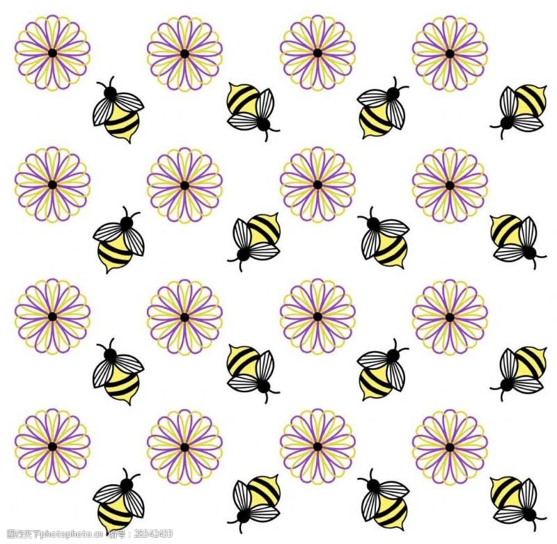可愛小圖繽紛小花蜜蜂AI