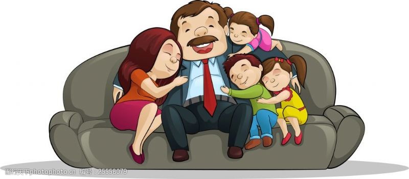 沙发上幸福的一家人