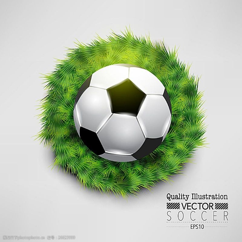 世界杯主题矢量草丛里的足球