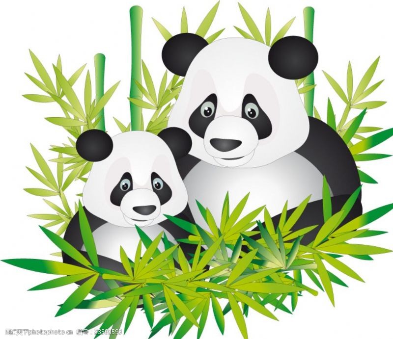 卡通熊猫可爱熊猫母子矢量素材