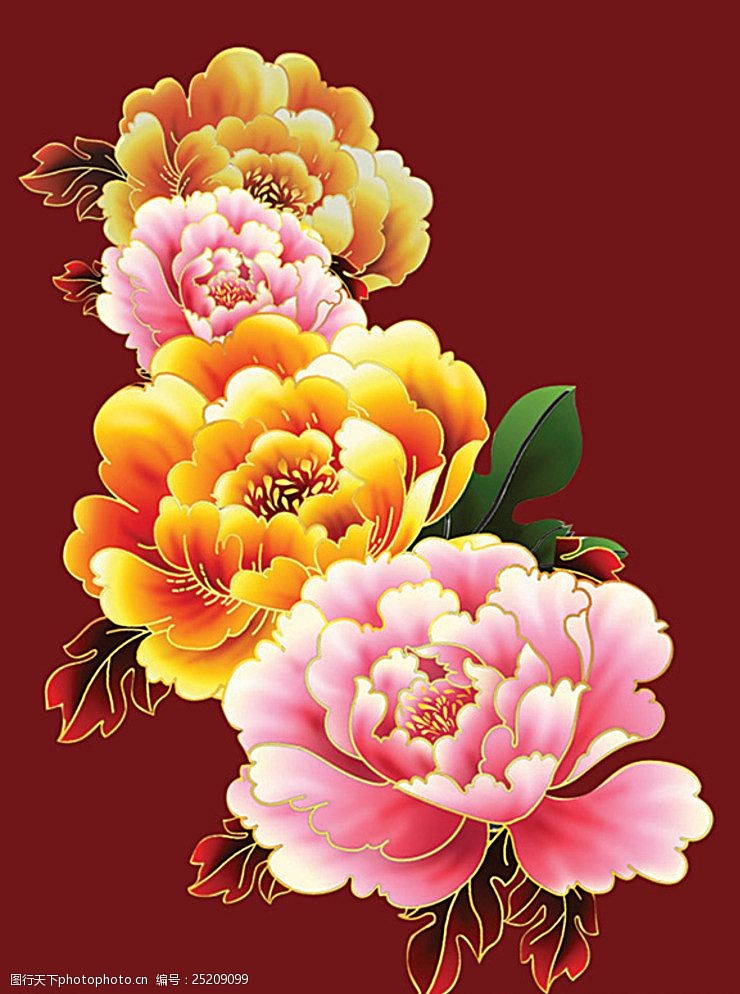花卉布纹牡丹花图片