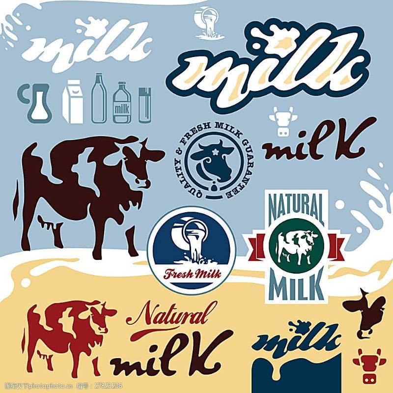 牛奶标签模板下载牛奶广告素材设计